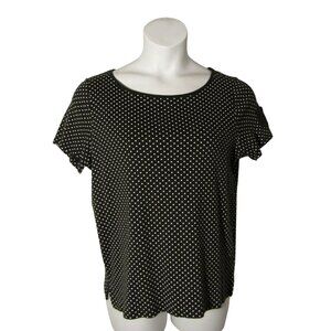 Ralph Lauren 1X Black White Polka Dot Knit Shirt Top Tee